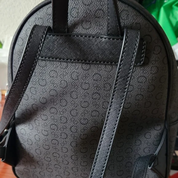 Guess Gray Monogram Backpack with Metallic Hardware